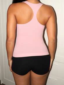 SHEIN Women's Solid Color Square Neck Ribbed Casual Camisole - Baby Pink - View 2
