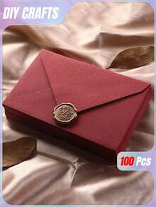 100pcs Envelopes, Office Envelopes, Wedding Invitation Cards, Western Business Invitation Letters, Holiday Gifts, Party Decoration Envelopes, Multi-Style & Multi-Color Wool-Feel, DIY Handmade Storage, Solid Color Invitations Back To School - Multicolor - View 1
