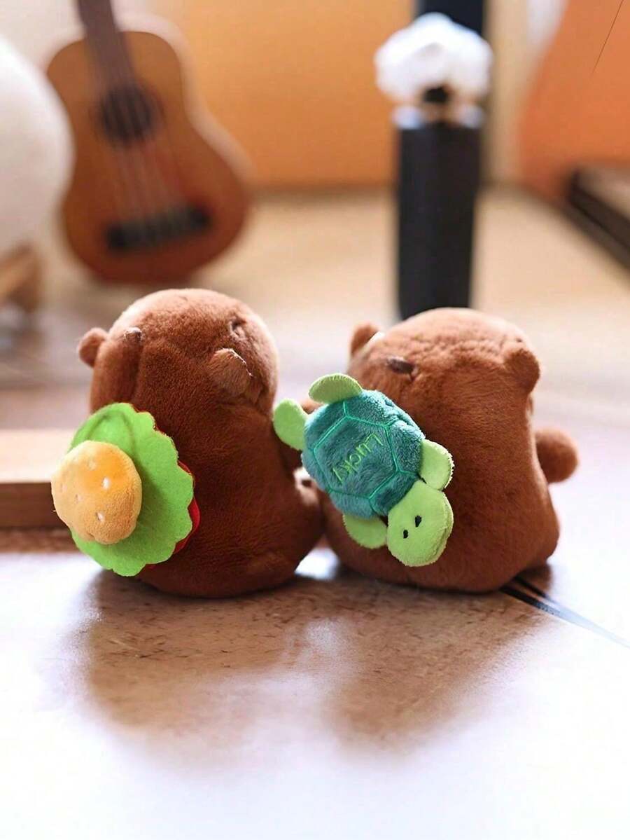 POKOJA LAND POKOJA LAND 5.91英寸水豚毛绒钥匙扣，带背包的水豚玩具，可爱毛绒钥匙扣，可爱柔软玩具，儿童生日礼物，成人情人节礼物 - 彩色 - 查看 1