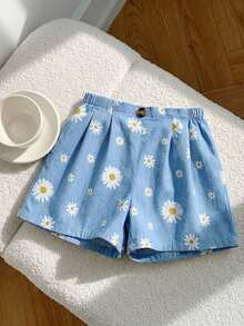 LMoss Kids Young Girl Woven Contrast Color Casual Shorts,Kids - Blue - View 7
