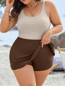 Swim Lushoire 2026 New Arrival Summer Beach Casual Colorblock Minimalist Plus Size Square Neck One-Piece Swimsuit - Multicolor - View 1