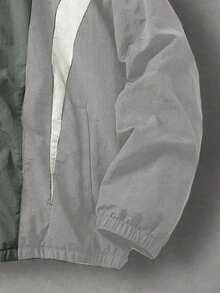 Manfinity EMRG Jaket Pria Lengan Panjang Kasual Serbaguna untuk Pemakaian Sehari-hari, Kerah Tegak, Resleting, dan Kombinasi Warna. - Light Grey - View 3