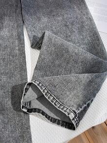 SHEIN 女孩的意识形态 Y2K 夏季水洗破洞宽松阔腿牛仔裤 - 深灰色 - 查看 3