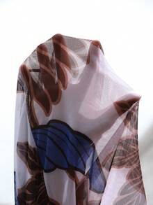 Swim Lushoire 女士夏季沙滩椰树印花V领半透明连衣裙 - 彩色 - 查看 7