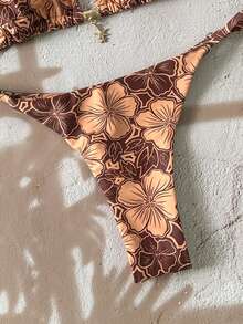Swim Mod 2pcs/Set Women's Random Print Spaghetti Strap Sexy Bikini Swimwear Set, Summer - Multicolor - View 6
