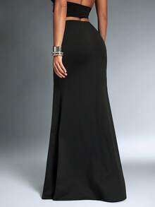 Denimoi Adjustable Drawstring V Waist Maci Skirt Sexy Skirts Vacation Outfits GNO Date Night - Black - View 5