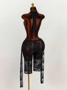 Amplova 2026 Lace See-Through Sexy Music Festival Jumpsuit For Women - Black - View 13