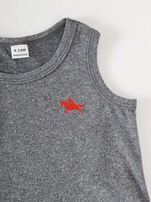 SHEIN Playful Pals 5件套休闲白色针织无袖背心，适合作为内搭，可用于户外活动、休闲穿着、旅行，适合6个月至3岁的男婴。 - 彩色 - 查看 4