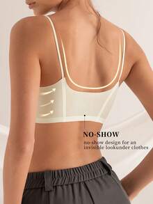 DesireSculpt 1pc Women's Seamless Wireless Bra With Soft Cups, Comfortable And Minimalist Daily Wear - White - View 2