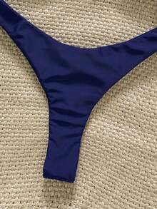 Swim Mod Bộ bikini hai mảnh màu trơn dành cho nữ, họa tiết sao biển trang trí kim loại, kiểu dáng gợi cảm, thích hợp cho mùa hè. - Màu xanh lam - Xem 6