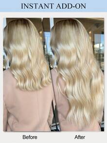 10Pcs Double Inject Hole Weft Hair Extension, Platinum Blonde Color Twin Tab, Natural Pull Through Micro Hair, Natural Look Hairpiece For Salon Natural High Quality Real Remy Human Hair - Multicolor - View 7
