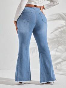 Slaydiva Celana Jeans Slim Flare Kasual Ukuran Plus - Light Wash - View 2