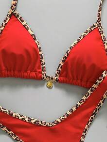 Swim Vcay 2件套女士夏季随机印花吊带细肩带金属装饰性感比基尼套装 - 彩色 - 查看 5