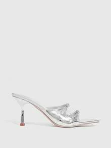 CUCCOO SZL Women Shoes Spring And Summer New Silver Pointed Stiletto Women's High Heel Sandals Fashion Comfortable Versatile Sexy Party Women Sandals Slippers - Silver - View 2