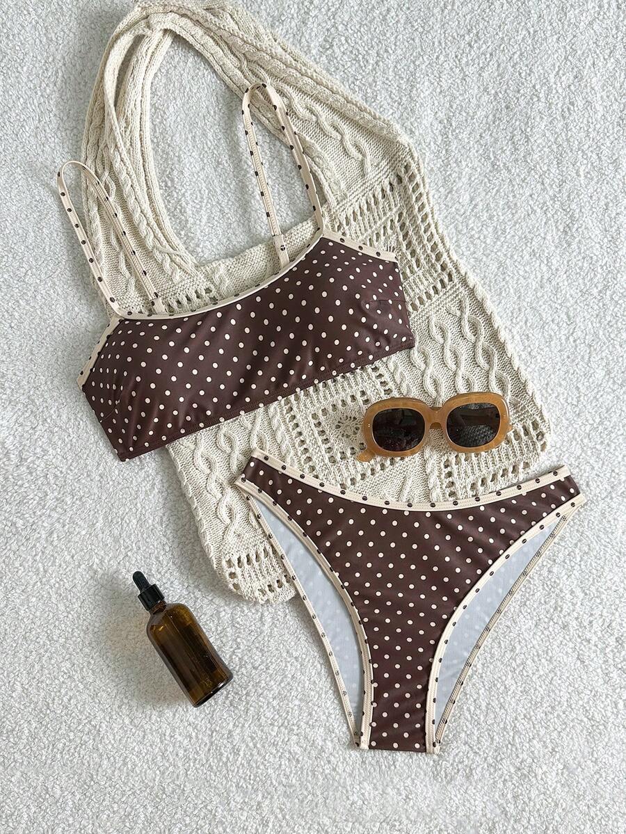 Swim Mod Bộ đồ bơi hai mảnh chấm bi dành cho nữ, kiểu dây mảnh, hở lưng, thích hợp cho kỳ nghỉ hè hoặc đi biển. - Nhiều màu - Xem 1