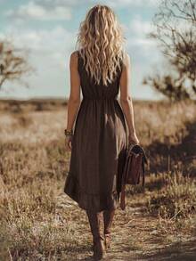 Hotletica 游牧风复古波西米亚休闲通勤女长裙 - 彩色 - 查看 2