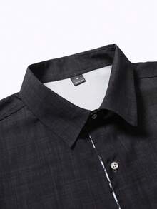 Manfinity Homme Áo sơ mi nam tay ngắn in hoa, cài cúc phía trước, kiểu dáng thường ngày, áo sơ mi đen nam, áo sơ mi đen viền hoa, áo sơ mi nam đi biển, áo sơ mi tay ngắn nam kiểu dáng thường ngày, áo sơ mi đi nghỉ mát. - màu đen - Xem 4