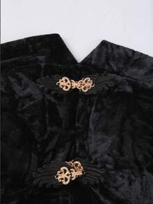 GlowEve 女士优雅丝绒金色纽扣修身吊带背心，夏季 - 黑色 - 查看 3