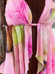 Amplova 2026 New Floral Print Asymmetric Hem Tie Front Sleeveless Top Summer Tunic Top Pink Halter Top Vacation Cover Up,Summer Top - Multicolor - View 6