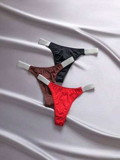 EmpressEnvy 3packs Contrast Tape Sexy Thongs Thong Underwearthong Packmens Thong