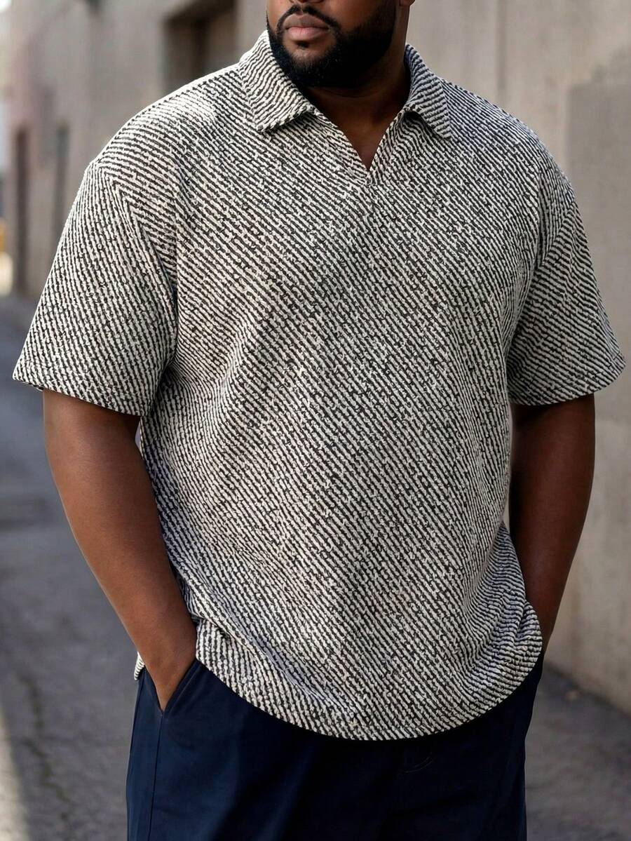 ResortEase Áo thun polo sọc thường ngày dành cho nam cỡ lớn trưởng thành - Nhiều màu - Xem 1