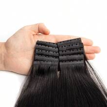 10片双孔注塑发片，双扣设计，自然拉丝式微型发，沙龙级自然外观假发，高品质真人发丝 - 彩色 - 查看 30