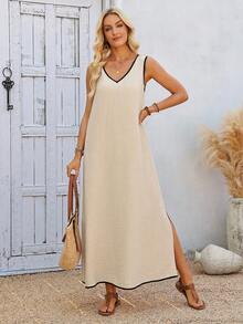 EMERY ROSE Women's Casual Daily Contrast Trim Dress, Summer - Multicolor - View 7