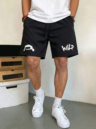 STEELVANCE Men's Casual Letter Print Shorts, Summer