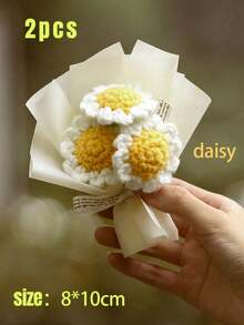 1pc/2pcs Creatively Knitted Pom-Pom Daisy Bouquet Is The Perfect Decorative Gift For Birthdays, Valentine's Day, And The Back-To-School Season. - Multicolor - View 8