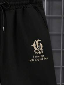Manfinity Roughcore Bộ áo thun nam phối màu tương phản, in chữ Gothic, phong cách vintage Mỹ thường ngày, thích hợp mặc hàng ngày, bộ đồ Gothic. - Nhiều màu - Xem 3