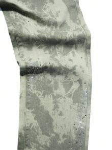 Manfinity EMRG Men's Casual Tie-Dye Rhinestone Embellished Luxury Straight Leg Wide Pants - Multicolor - View 4