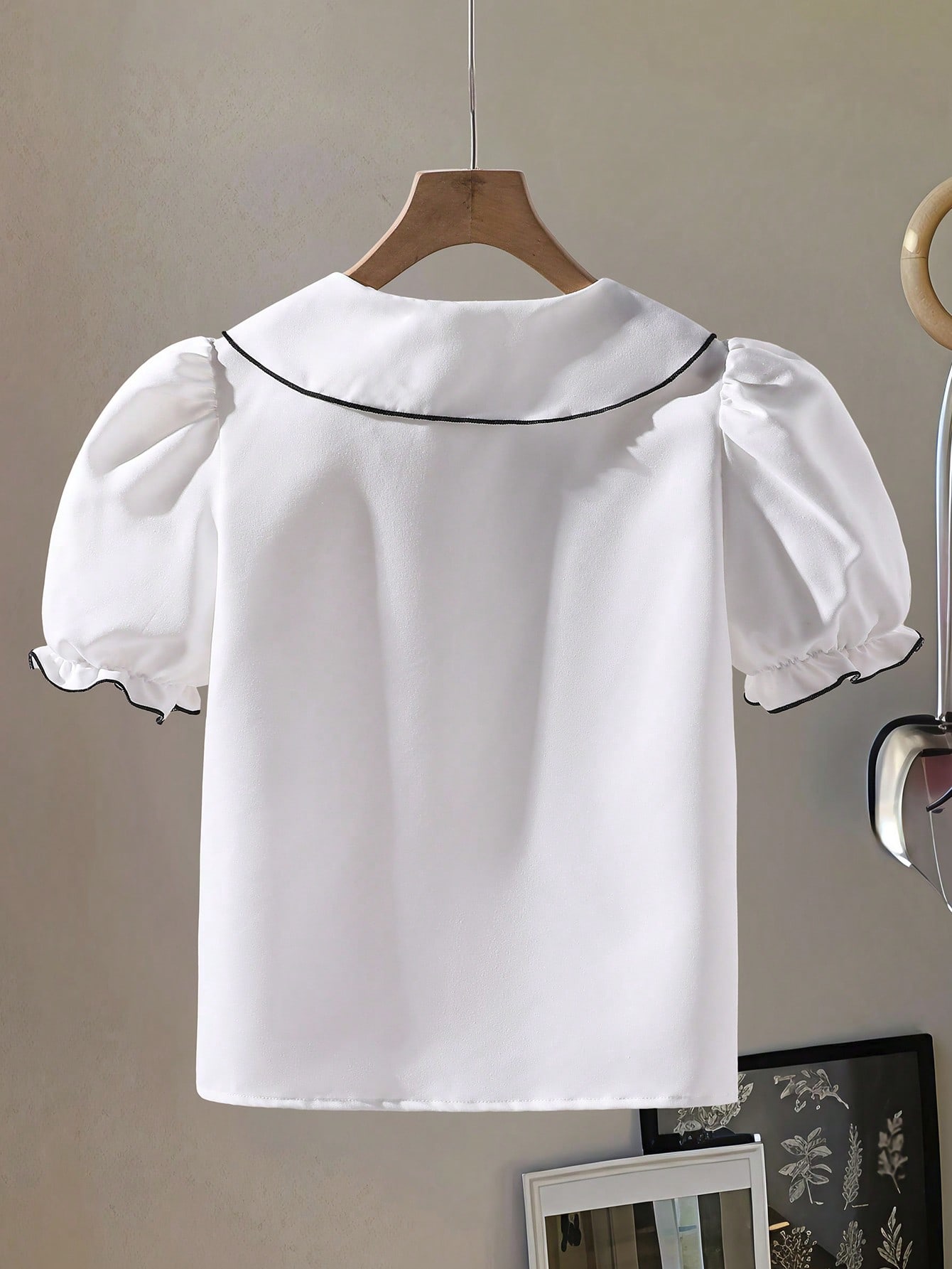 بلوزة للفتيات المراهقات، أكمام منتفخة مع تريم مكرم...