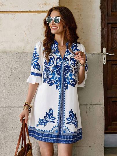 Solivie Women's Mid-Sleeve Printed Valentine's Day Spring/Summer Dress, Valentine's Day Outfit