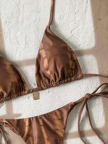 Swim Vcay 2件套女士夏季随机印花细肩带金属装饰性感比基尼套装 - 彩色 - 查看 5