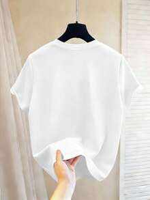 Chillumni 男女通用“新时刻”“过去”黑白拼贴设计圆领T恤，经典复古极简圆领上衣 - 彩色 - 查看 2