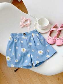LMoss Kids Young Girl Woven Contrast Color Casual Shorts,Kids - Blue - View 8