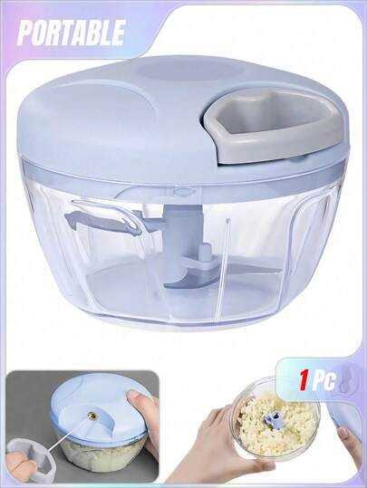 Portable Manual Food Processor, Suitable For Vegetable Slicers, Garlic Squeezers, Onion Slicers, Fruits, Nuts And Herbs, And Manual Chopping Of Food,