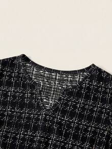 Ellevyn Đầm midi nữ kẻ caro cổ chữ V, eo thon, thích hợp cho hẹn hò và tiệc tùng. - màu đen - Xem 6