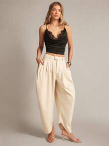 Hauture Women's Lace Trim Office Layering Cami - Black - View 4