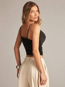 Hauture Women's Lace Trim Office Layering Cami - Black - View 6