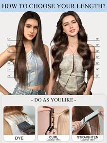 10Pcs Double Inject Hole Weft Hair Extension, Platinum Blonde Color Twin Tab, Natural Pull Through Micro Hair, Natural Look Hairpiece For Salon Natural High Quality Real Remy Human Hair - Multicolor - View 12