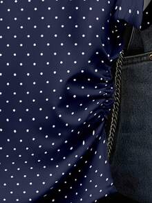 Set de 3 blusas de mujer con estampado de rayas, cuadros y gráficos, de manga corta y con efecto de cintura ceñida - Multicolor 11 - Ver 10