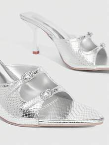 CUCCOO SZL Women Shoes Spring And Summer New Silver Pointed Stiletto Women's High Heel Sandals Fashion Comfortable Versatile Sexy Party Women Sandals Slippers - Silver - View 5