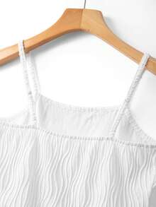 GlowEve 女士米色可调节腰部褶皱不对称下摆波浪纹理修身性感优雅通勤百搭吊带背心，春夏款 - 白色 - 查看 6