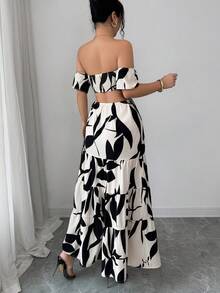 Elenzga Women's 2026 Spring/Summer New Elegant Off-Shoulder Hollow-Out Dress - Apricot - View 2