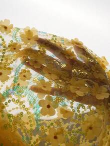 Amplova Party Decal Backless Deep V Sexy Mini Bodycon Dress - Yellow - View 3