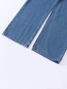 Tween Girls Y2K Casual Bib Overall Jumpsuit, All-Match Versatile Denim Romper, Hot Blue Washed Cargo Jumpsuit - Light Wash - View 5