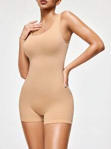 SHAPORA 1pc Seamless Comfortable Skin-Friendly Women Shapewear Bodysuit - Apricot - View 8