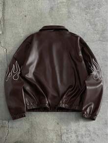AXEPEAK Men's Fashion Commuter Flame Embroidery Jacket - Bronze - View 2