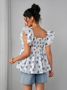 Momance Maternity Floral Print Knot Design Ruffle Hem Casual Versatile Daily Wear Shirt - Multicolor - View 2